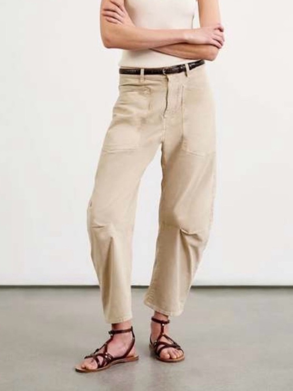 Nili Lotan Shon Pants Mid-rise Cotton Khaki Tan
Size 2